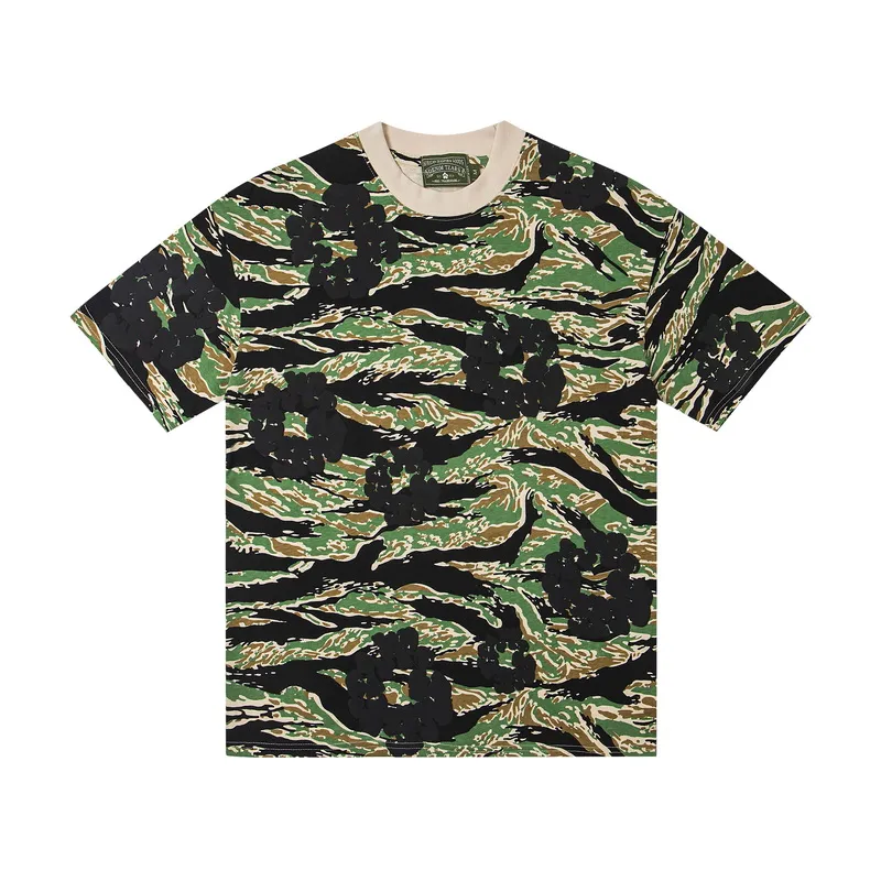 D316# ​​Top P132 D317# Pants P136 DENIM TEARS Kapok European and American fashion brand high quality correct version foam flocking camouflage printed short-sleeved suit Color Camouflage blue Camouflage powder Camouflage gray Camouflage apricot Camouflage green Size S-XL